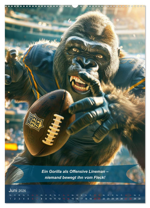 American Football mit tierischem Humor (CALVENDO Wandkalender 2026)