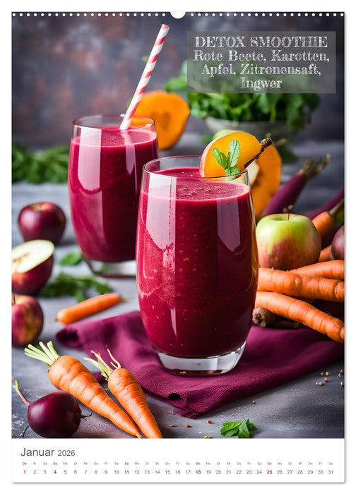 Vitamine im Glas - Gesunde Smoothie Kreationen (CALVENDO Premium Wandkalender 2026)