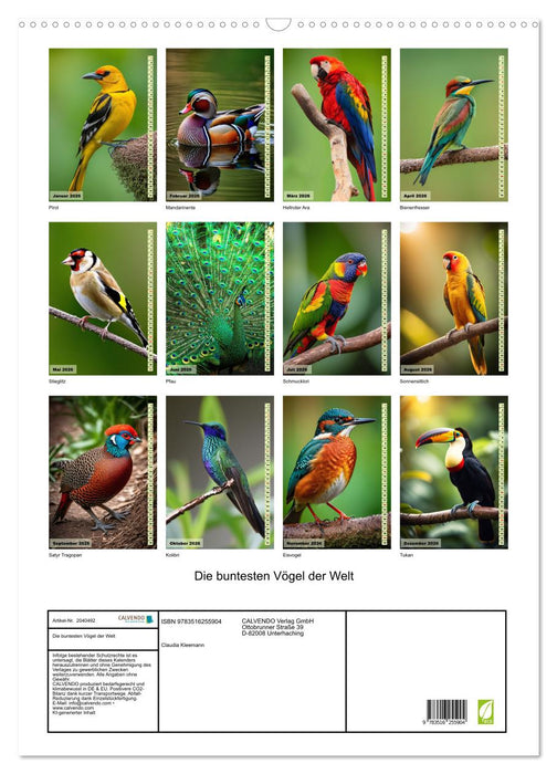 Die buntesten Vögel der Welt (CALVENDO Wandkalender 2026)