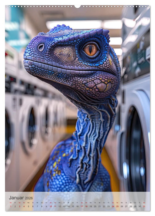 Dinos unterwegs: Urzeitriesen erkunden unsere Welt (CALVENDO Premium Wandkalender 2026)