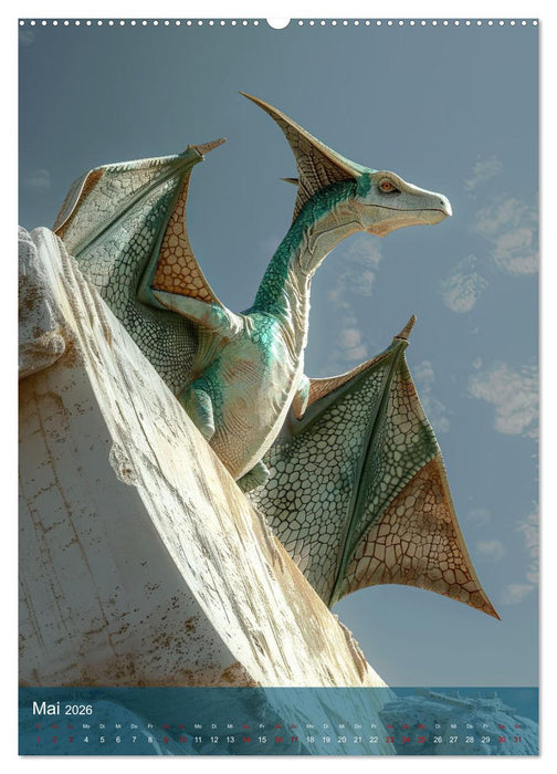 Dinos unterwegs: Urzeitriesen erkunden unsere Welt (CALVENDO Premium Wandkalender 2026)