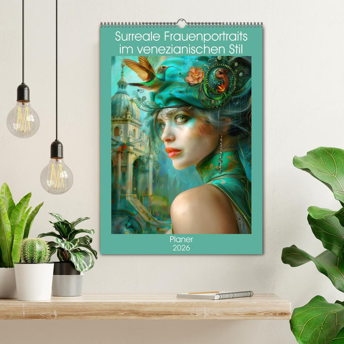 Surreale Frauenportraits im venezianischen Stil - Planer (CALVENDO Wandkalender 2026)