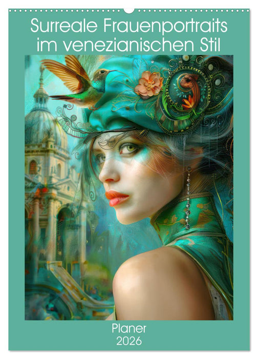 Surreale Frauenportraits im venezianischen Stil - Planer (CALVENDO Wandkalender 2026)