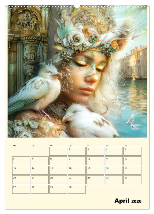 Surreale Frauenportraits im venezianischen Stil - Planer (CALVENDO Wandkalender 2026)