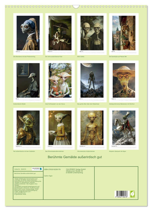 Berühmte Gemälde außerirdisch gut (CALVENDO Wandkalender 2026)