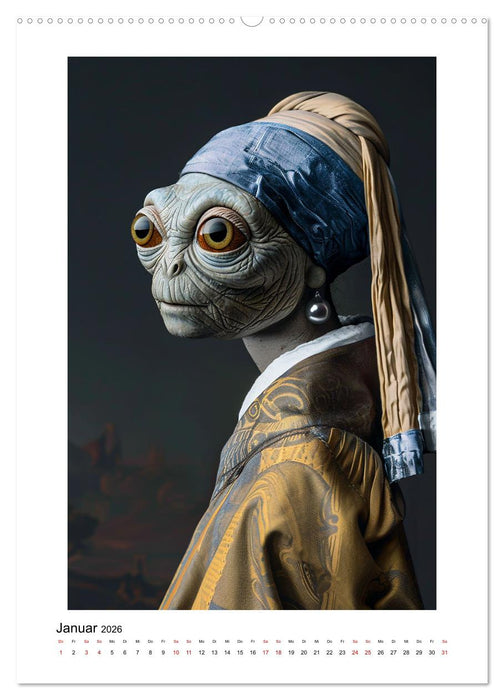 Berühmte Gemälde außerirdisch gut (CALVENDO Wandkalender 2026)