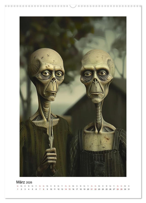 Berühmte Gemälde außerirdisch gut (CALVENDO Wandkalender 2026)