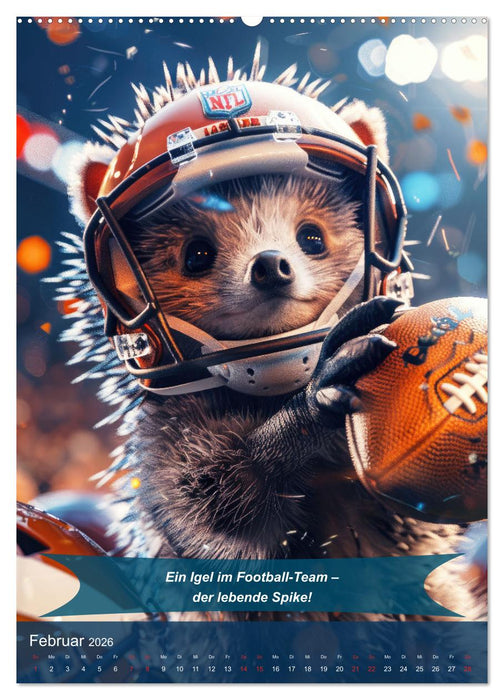 American Football mit tierischem Humor (CALVENDO Premium Wandkalender 2026)