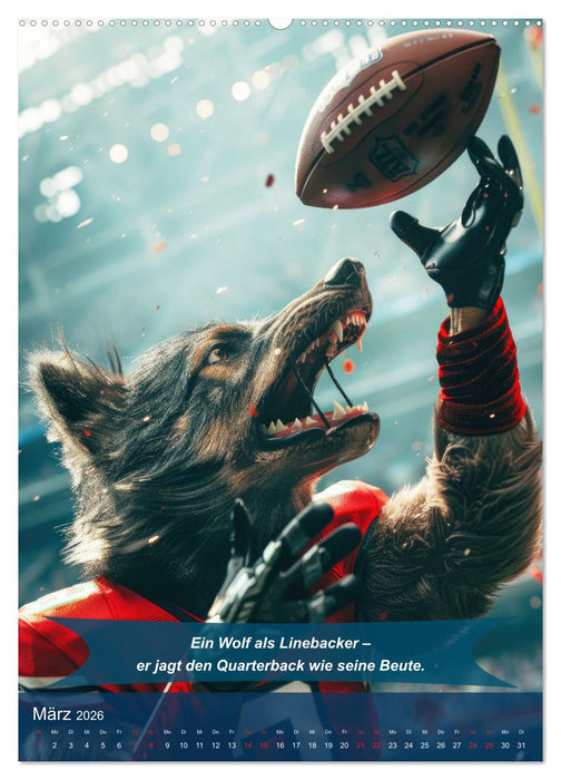 American Football mit tierischem Humor (CALVENDO Premium Wandkalender 2026)