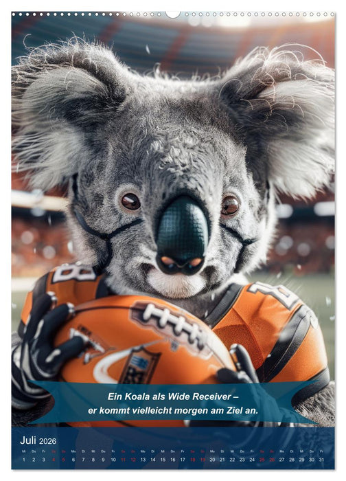 American Football mit tierischem Humor (CALVENDO Premium Wandkalender 2026)