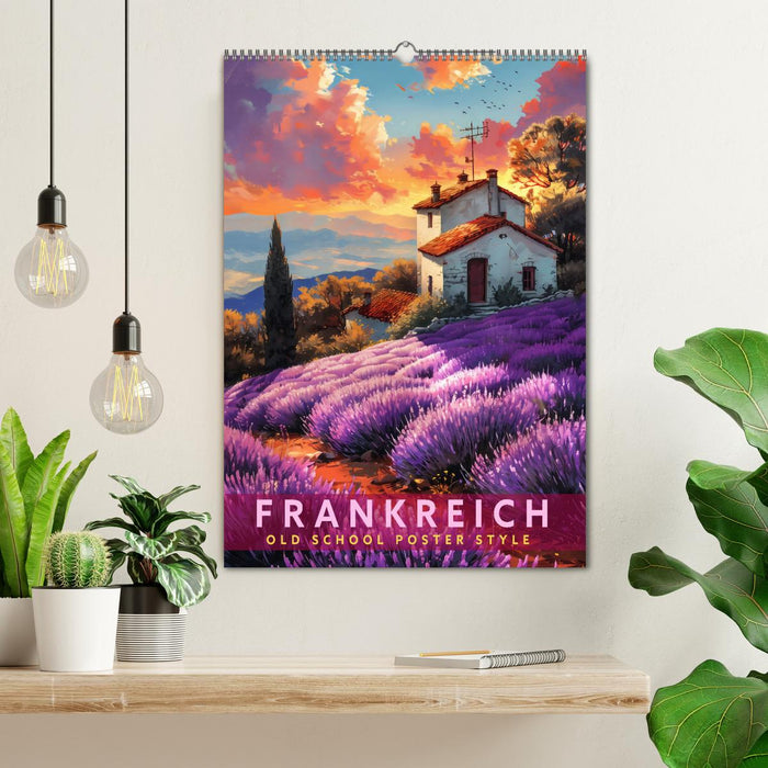 Frankreich - Old School Poster Style (CALVENDO Wandkalender 2026)