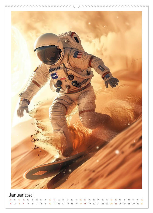 Astronauten - viel los im All (CALVENDO Premium Wandkalender 2026)