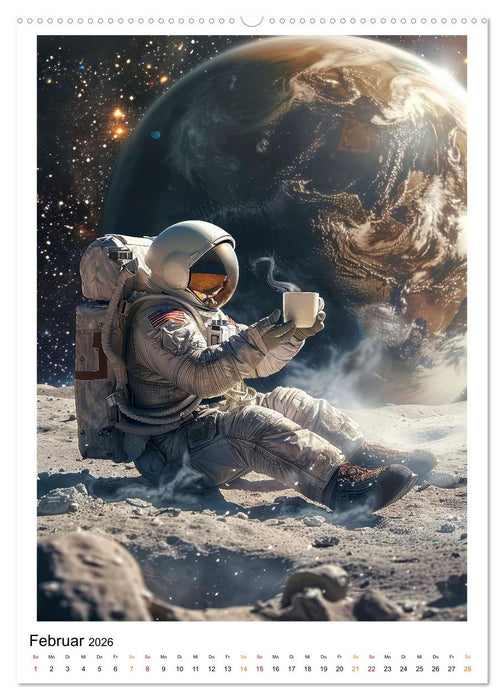 Astronauten - viel los im All (CALVENDO Premium Wandkalender 2026)