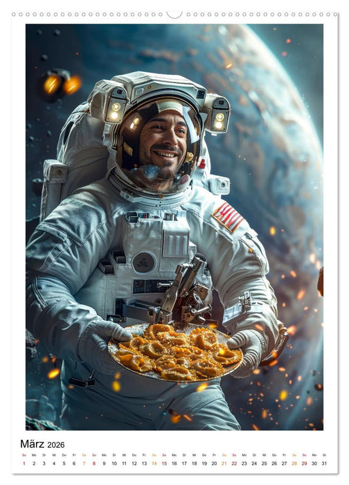 Astronauten - viel los im All (CALVENDO Premium Wandkalender 2026)