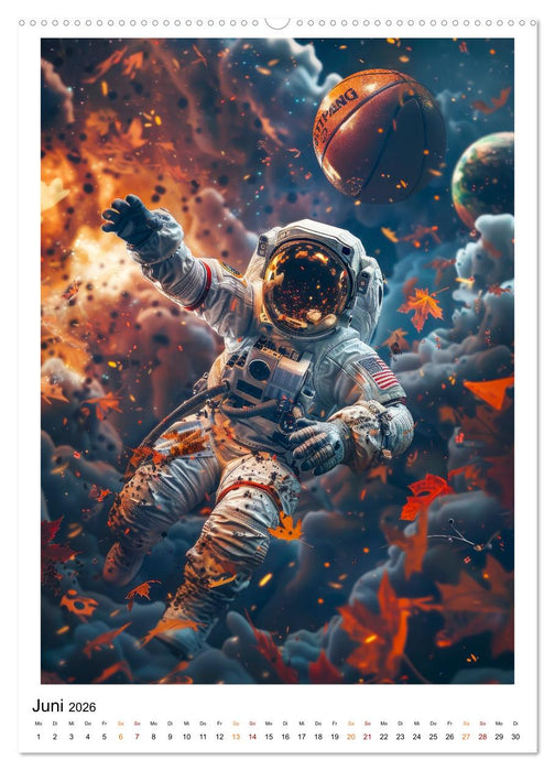 Astronauten - viel los im All (CALVENDO Premium Wandkalender 2026)