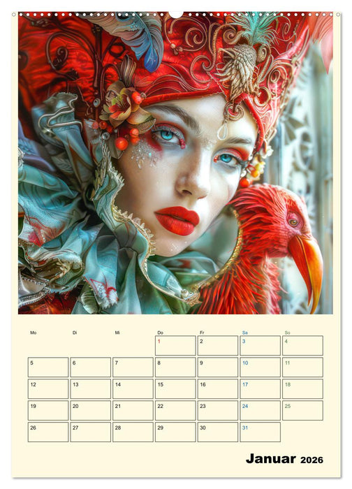 Surreale Frauenportraits im venezianischen Stil - Planer (CALVENDO Premium Wandkalender 2026)