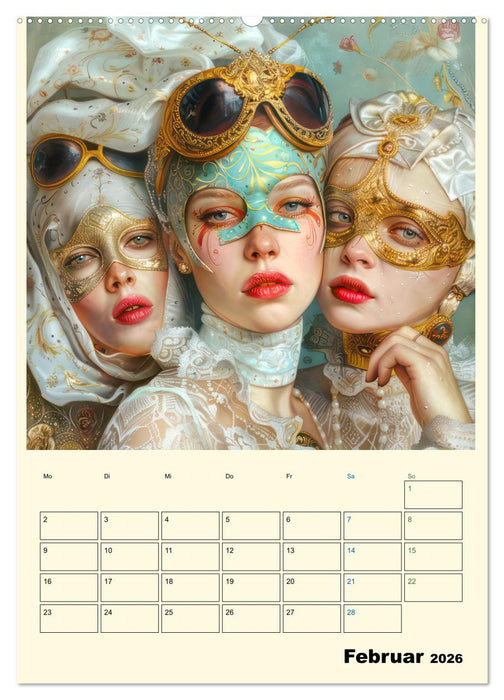 Surreale Frauenportraits im venezianischen Stil - Planer (CALVENDO Premium Wandkalender 2026)