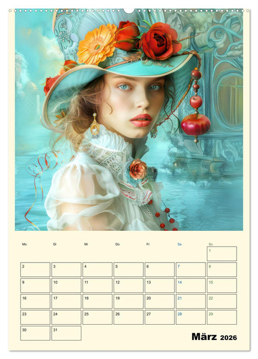 Surreale Frauenportraits im venezianischen Stil - Planer (CALVENDO Premium Wandkalender 2026)