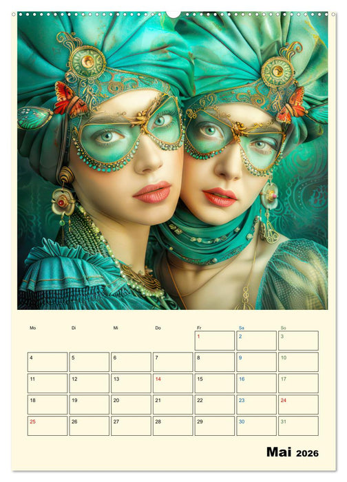 Surreale Frauenportraits im venezianischen Stil - Planer (CALVENDO Premium Wandkalender 2026)