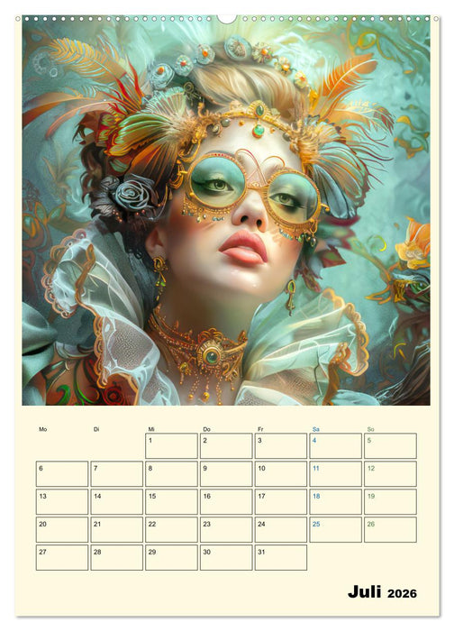 Surreale Frauenportraits im venezianischen Stil - Planer (CALVENDO Premium Wandkalender 2026)