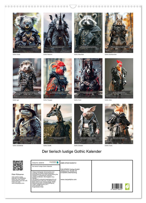 Der tierisch lustige Gothic Kalender (CALVENDO Wandkalender 2026)