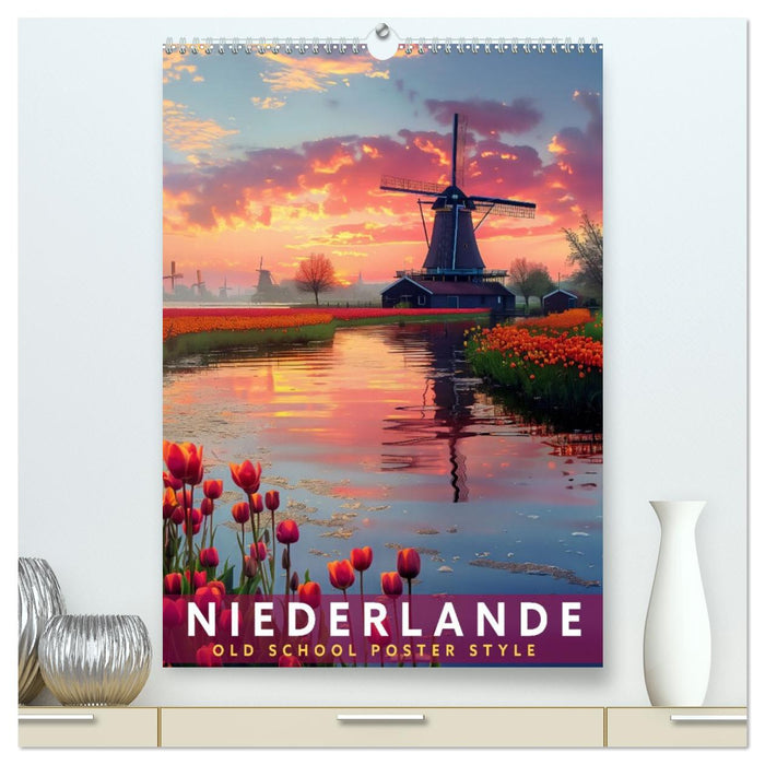 Niederlande - Old School Poster Style (CALVENDO Premium Wandkalender 2026)