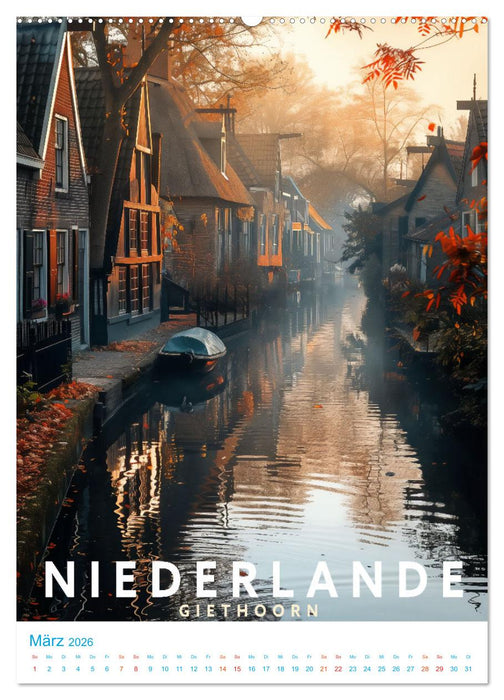 Niederlande - Old School Poster Style (CALVENDO Premium Wandkalender 2026)