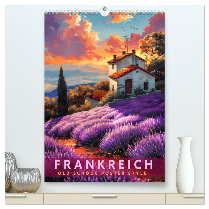 Frankreich - Old School Poster Style (CALVENDO Premium Wandkalender 2026)