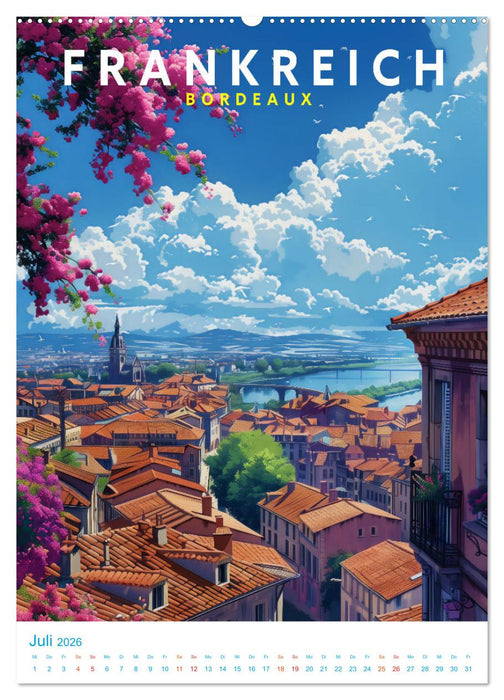 Frankreich - Old School Poster Style (CALVENDO Premium Wandkalender 2026)