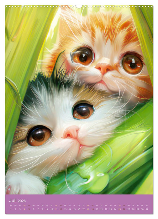 Manga Kinder - Unerschütterliche Tierliebe (CALVENDO Premium Wandkalender 2026)