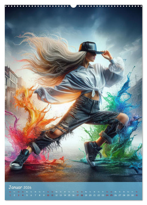 Rhythmus in Farben - Dynamische Hip-Hop-Tänzer (CALVENDO Premium Wandkalender 2026)