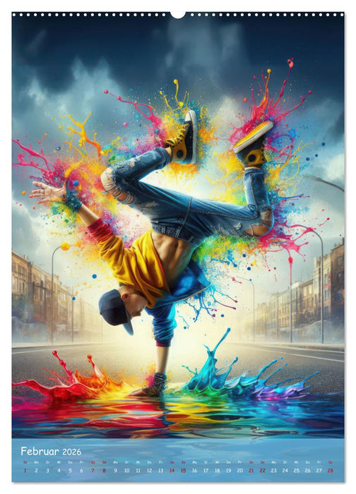 Rhythmus in Farben - Dynamische Hip-Hop-Tänzer (CALVENDO Premium Wandkalender 2026)