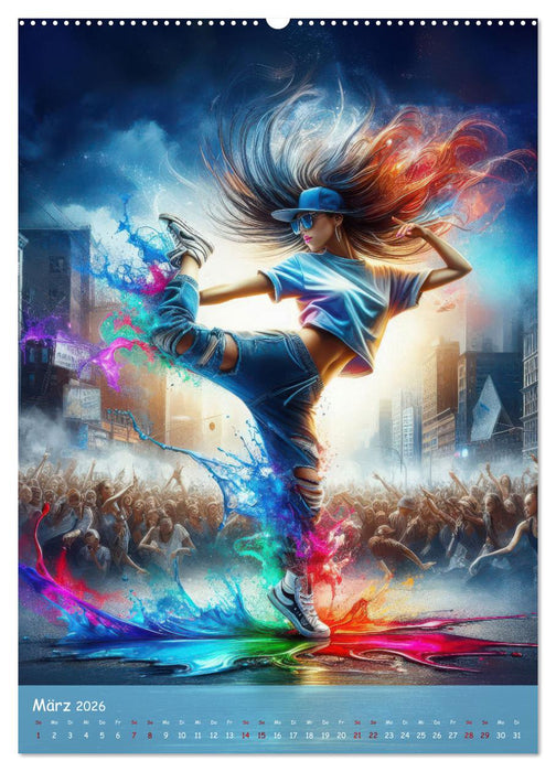 Rhythmus in Farben - Dynamische Hip-Hop-Tänzer (CALVENDO Premium Wandkalender 2026)