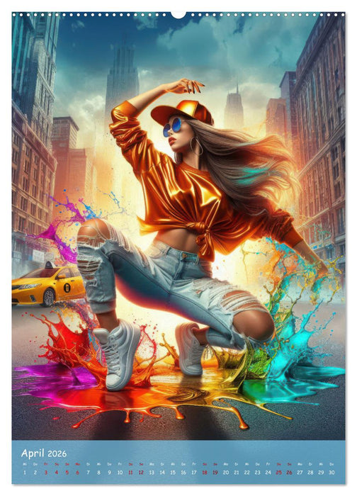 Rhythmus in Farben - Dynamische Hip-Hop-Tänzer (CALVENDO Premium Wandkalender 2026)