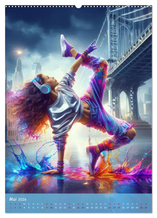 Rhythmus in Farben - Dynamische Hip-Hop-Tänzer (CALVENDO Premium Wandkalender 2026)