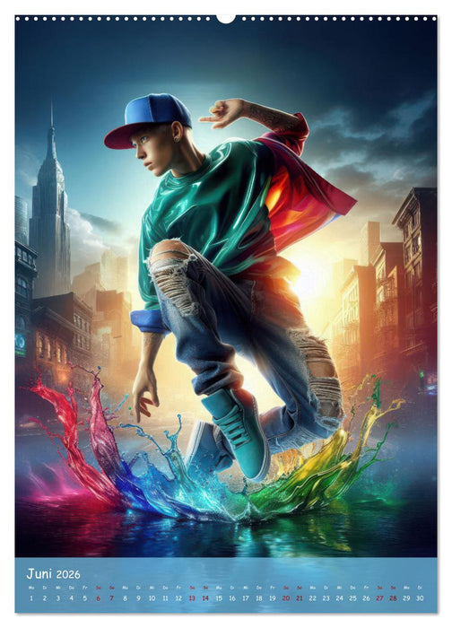 Rhythmus in Farben - Dynamische Hip-Hop-Tänzer (CALVENDO Premium Wandkalender 2026)