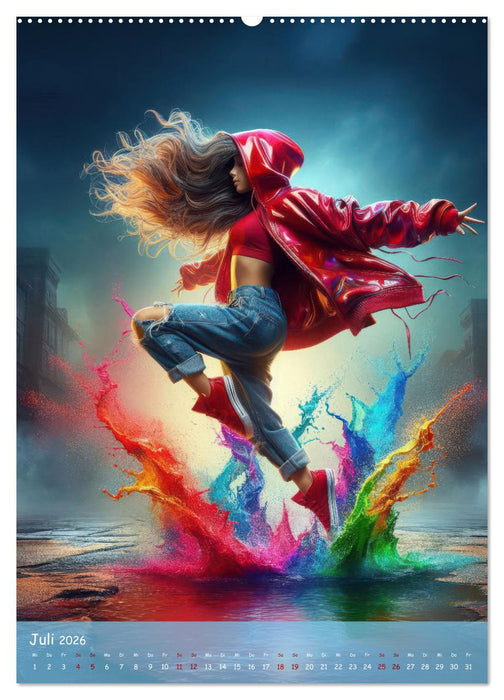 Rhythmus in Farben - Dynamische Hip-Hop-Tänzer (CALVENDO Premium Wandkalender 2026)