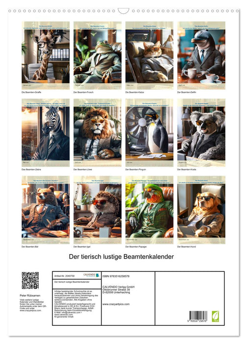 Der tierisch lustige Beamtenkalender (CALVENDO Wandkalender 2026)