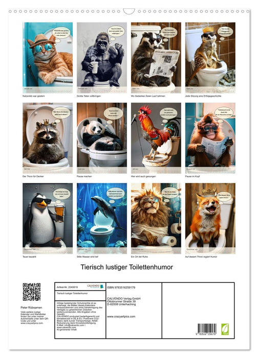 Tierisch lustiger Toilettenhumor (CALVENDO Wandkalender 2026)