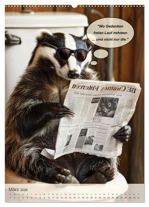 Tierisch lustiger Toilettenhumor (CALVENDO Wandkalender 2026)