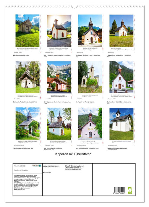 Kapellen mit Bibelzitaten (CALVENDO Wandkalender 2026)