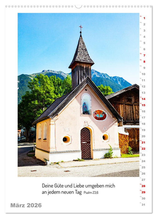 Kapellen mit Bibelzitaten (CALVENDO Wandkalender 2026)