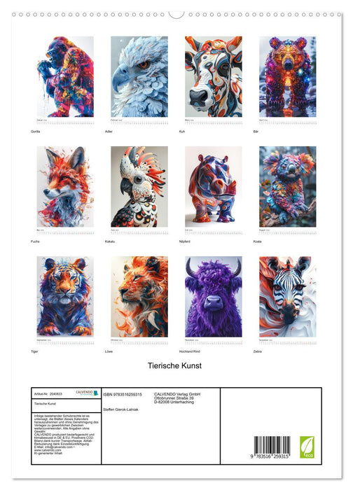 Tierische Kunst (CALVENDO Premium Wandkalender 2026)