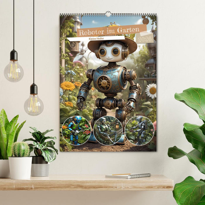 Roboter im Garten - Kleine Helfer (CALVENDO Wandkalender 2026)