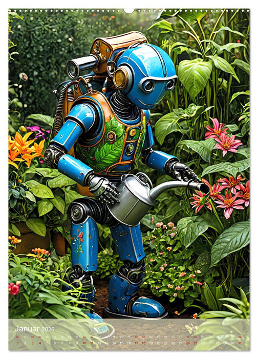Roboter im Garten - Kleine Helfer (CALVENDO Wandkalender 2026)