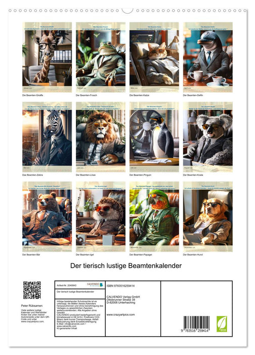 Der tierisch lustige Beamtenkalender (CALVENDO Premium Wandkalender 2026)