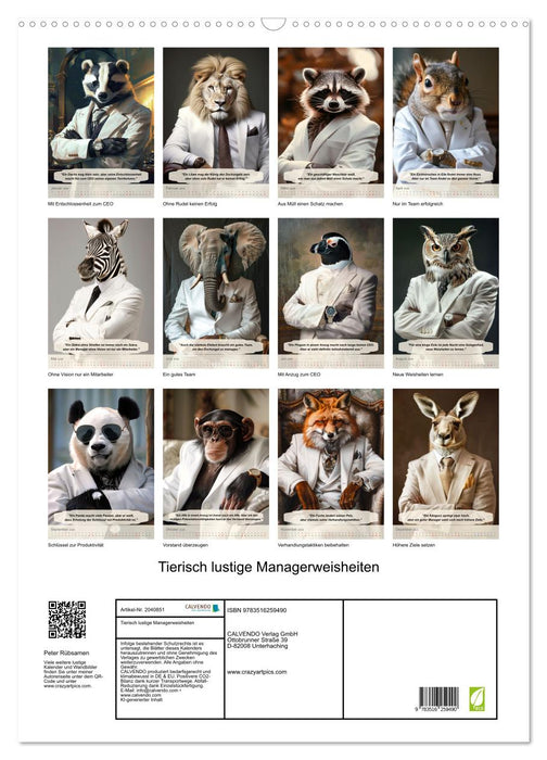 Tierisch lustige Managerweisheiten (CALVENDO Wandkalender 2026)