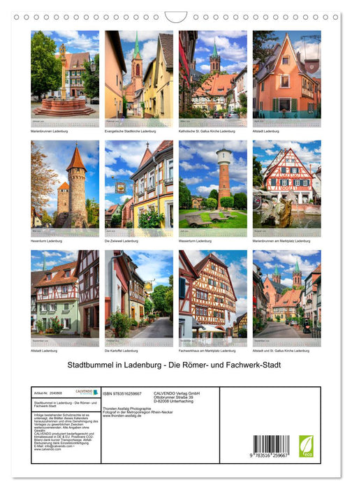 Stadtbummel in Ladenburg - Die Römer- und Fachwerk-Stadt (CALVENDO Wandkalender 2026)