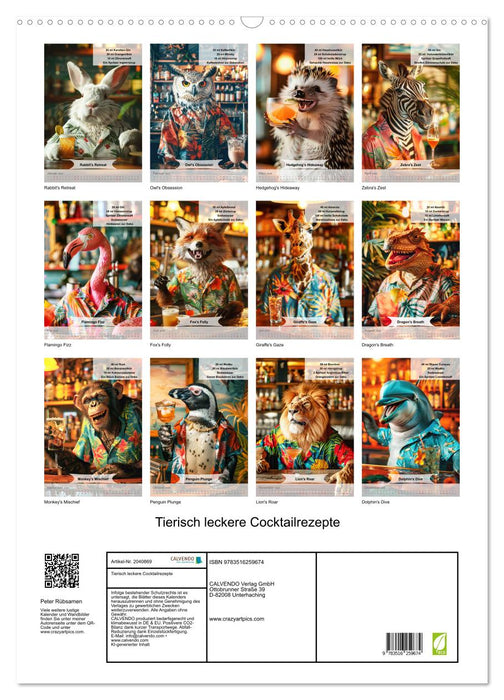 Tierisch leckere Cocktailrezepte (CALVENDO Wandkalender 2026)