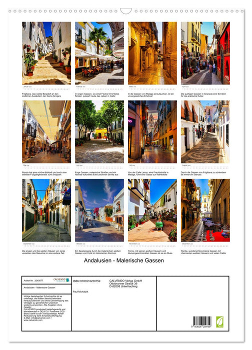 Andalusien - Malerische Gassen (CALVENDO Wandkalender 2026)